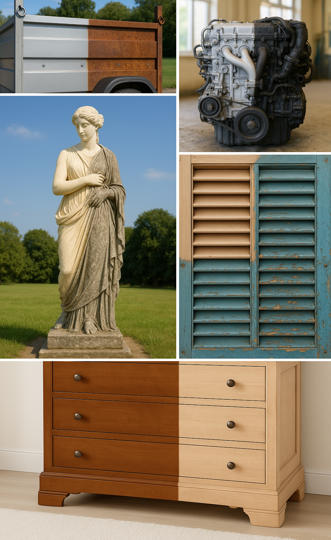 photos mulitiples de décapage par aérogommage